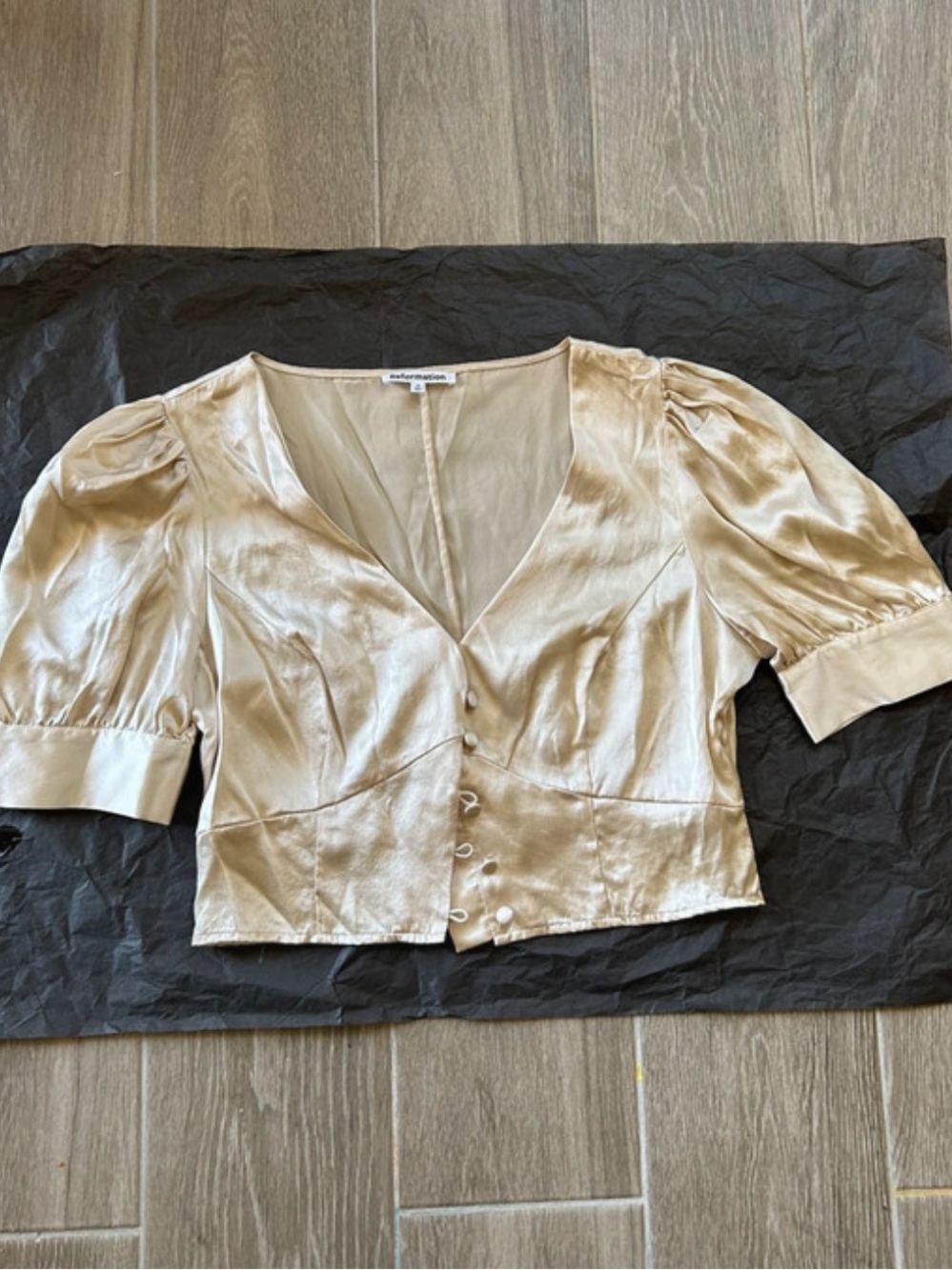 Reformation silk blouse cream cold 2